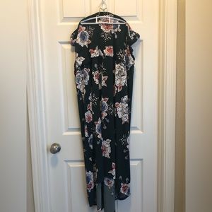 Strapless High-Low Floral Dress